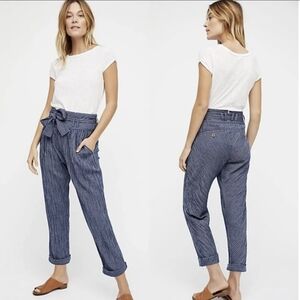 Free People Rumor belted striped pants size 6
